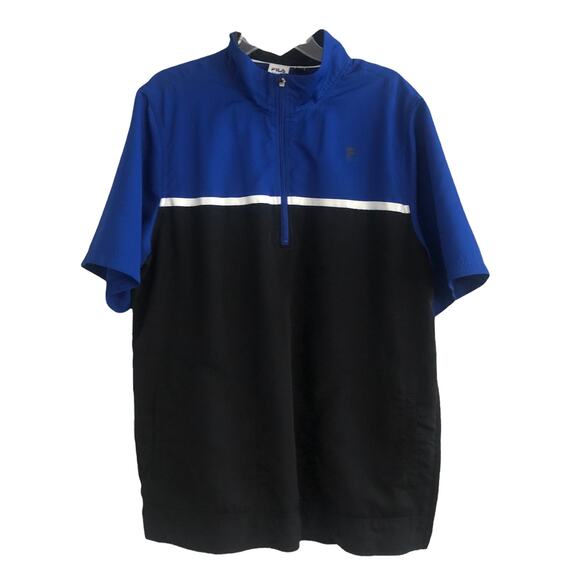 FILA Sport Golf Polo Windbreaker Shirt Zip Blue Mens XLT Outdoor Short Sleeve - Picture 1 of 15